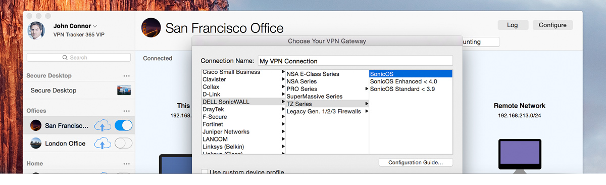 how to export sonicwall ssl vpn client connection profile